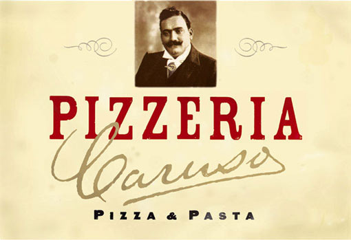 Georg Erhardt - Wirtshausschild und Signet, Pizzeria Caruso, St. Moritz